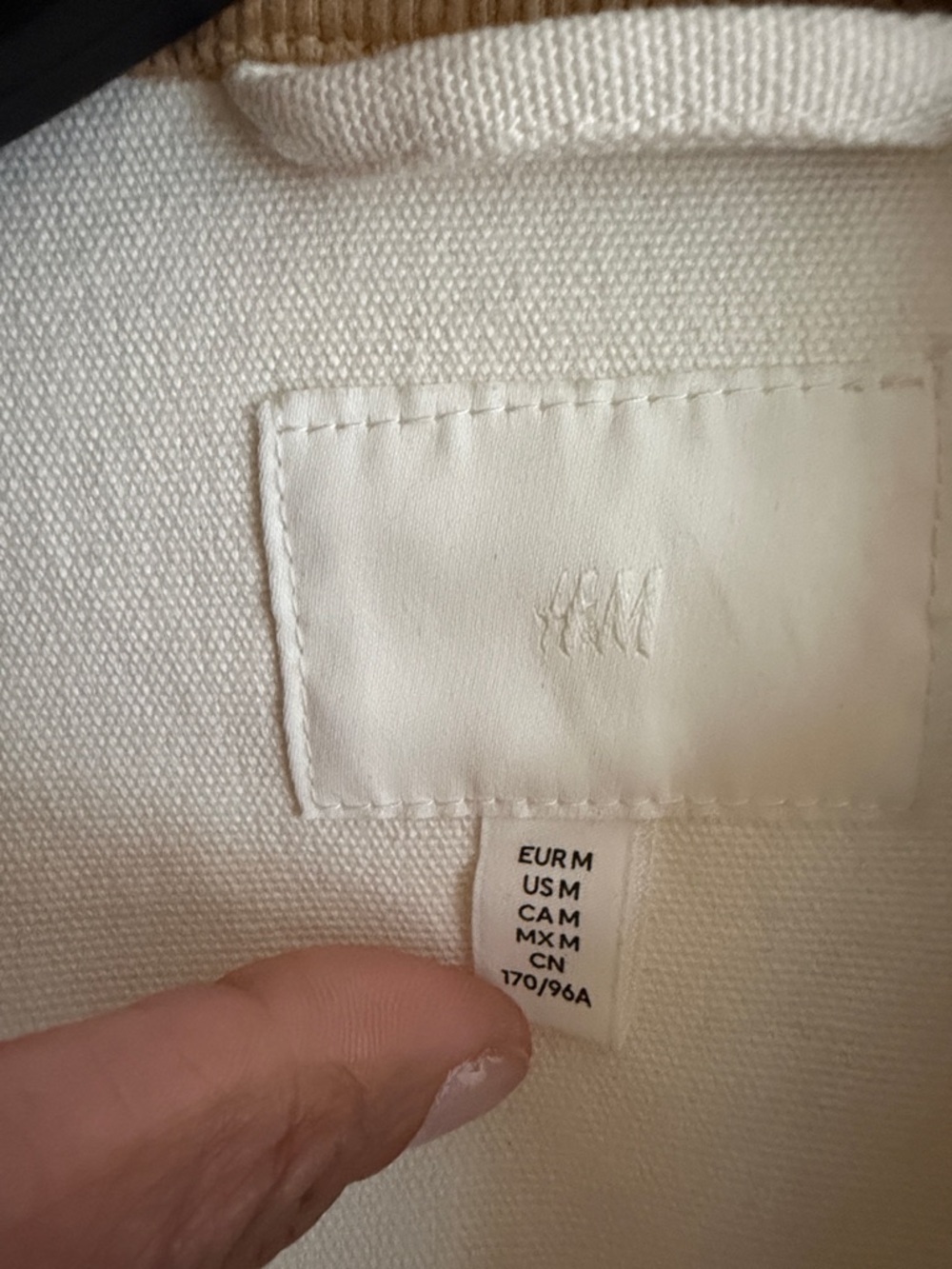 H&M Cream Canvas Jacket with Tan Corduroy Collar Size M - Picture 2 of 9